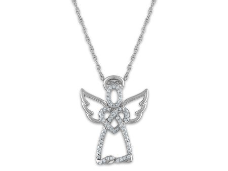 LoveSong 1 10 CTW Diamond Angel Heart 18-inch Pendant in Sterling Silver Cheap