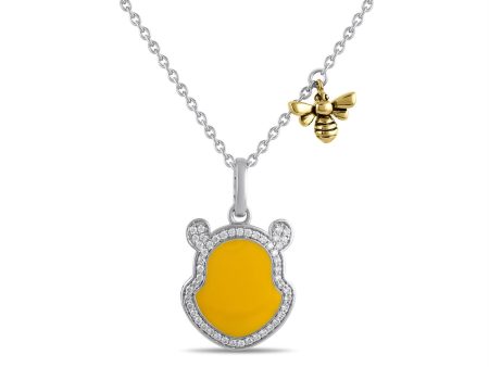 Disney Jewels Diamond Accent Winnie The Pooh Pendant in Sterling Silver For Discount