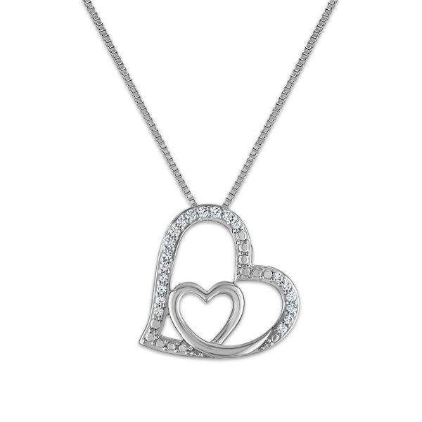 LoveSong 1 14 CTW Diamond Heart 18-inch Pendant in Rhodium Plated Sterling Silver Fashion