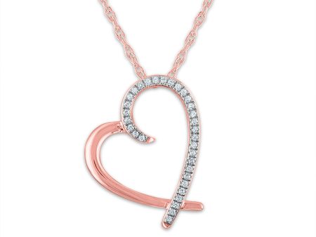 1 10 CTW Diamond Heart 18-inch Pendant in 10KT Rose Gold Discount