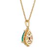 LoveSong EcoLove 10X7MM Pear Emerald and Diamond Halo 18-inch Pendant in 10KT Yellow Gold For Discount