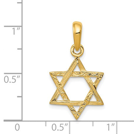 14KT Gold Star of David Pendant. Chain Not Included Cheap