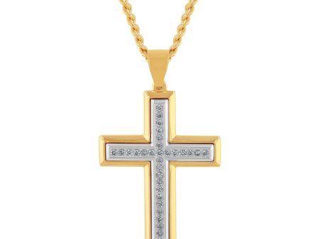 EcoLove 1 2 CTW Lab Grown Diamond Yellow Stainless Steel 24-inch Cross Pendant Online