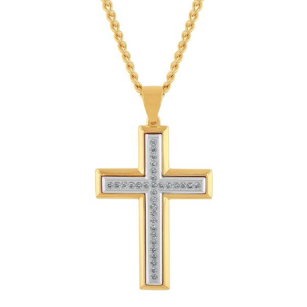 EcoLove 1 2 CTW Lab Grown Diamond Yellow Stainless Steel 24-inch Cross Pendant Online