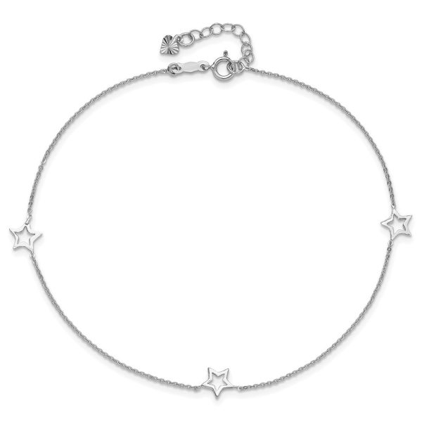 14KT White Gold 9+1-inch extender Adjustable Anklet on Sale