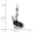 Sterling Silver and Crystal 34X13MM Cat Charm Hot on Sale