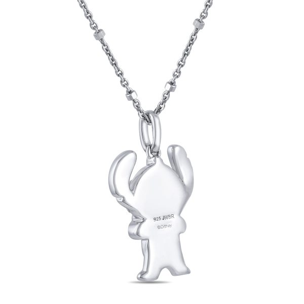 Disney Jewels Diamond Accent Lilo and Stitch Pendant in Sterling Silver For Sale