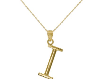 10KT Yellow Gold 18-inch 30MM Initial Pendant; Initial I Discount