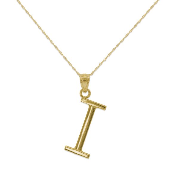 10KT Yellow Gold 18-inch 30MM Initial Pendant; Initial I Discount