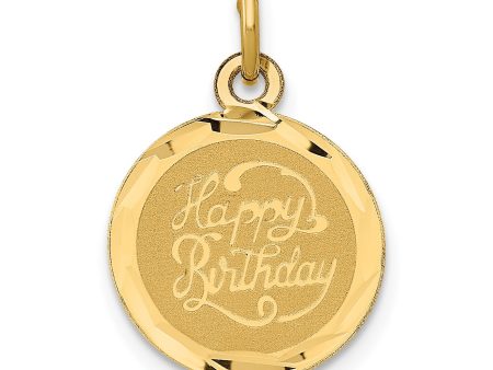 14KT Yellow Gold 20X13MM Happy Birthday Charm Discount