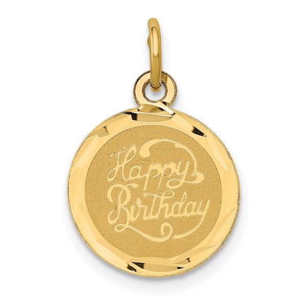 14KT Yellow Gold 20X13MM Happy Birthday Charm Discount