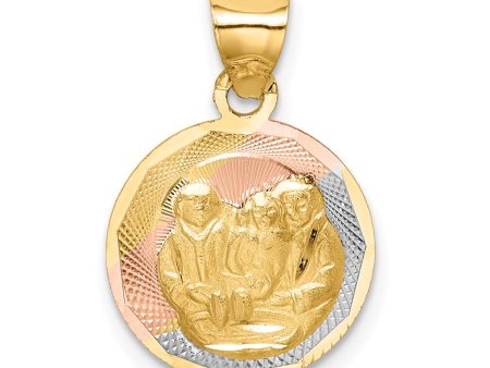 14KT Gold Tri-Color Religious Baptism Pendant. Chain Not Included Supply