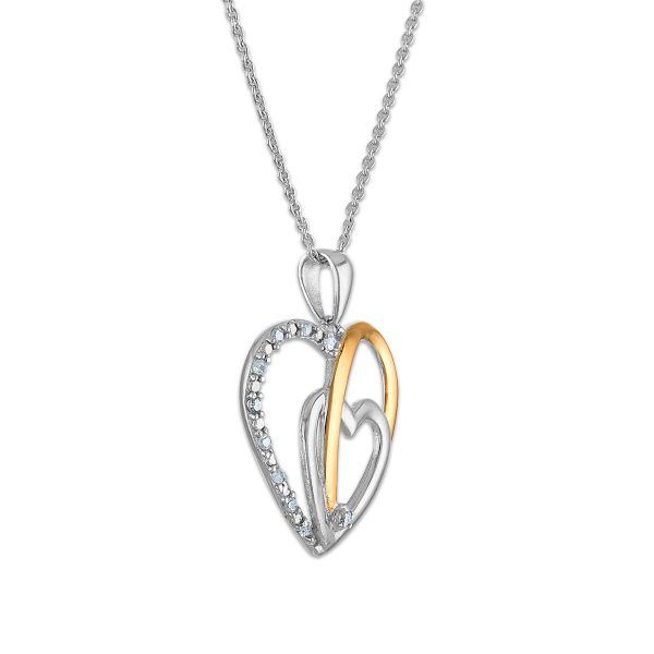 Diamond Accent 18-inch Heart Pendant in Two-Tone Sterling Silver Sale