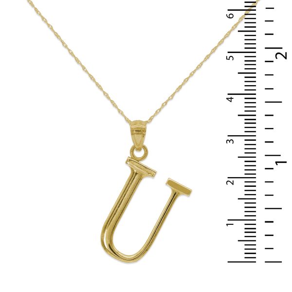 10KT Yellow Gold 18-inch 30MM Initial Pendant; Initial U Online Hot Sale