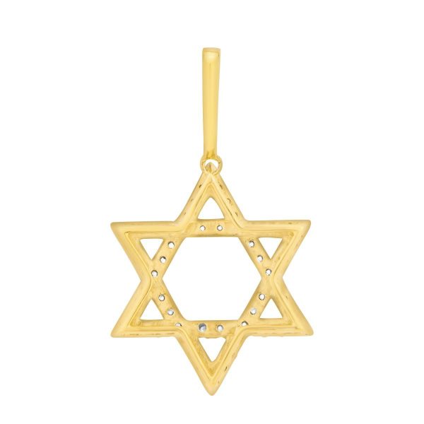 10KT Yellow Gold 3 4 CTW Diamond 33X19MM Star Of David Charm. Chain not Included Online now