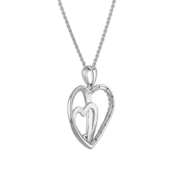 Diamond Accent 18-inch Heart Pendant in Two-Tone Sterling Silver Sale