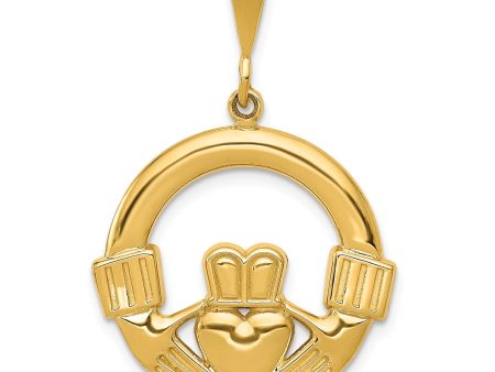 14KT Yellow Gold 32X24MM Claddagh Pendant-Chain Not Included Online