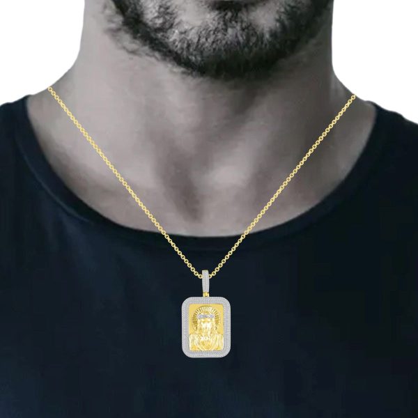 10KT Yellow Gold 1-1 2 CTW 46X27MM Jesus Christ Medal Charm. Chain not Included For Discount