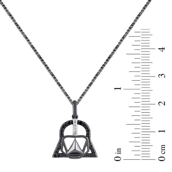 Black and White Diamond Darth Vader™ Pendant in Sterling Silver Online Hot Sale