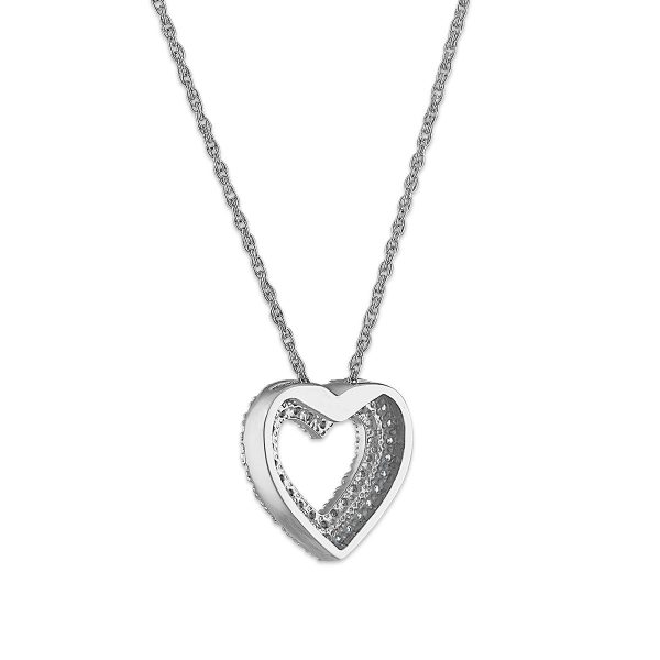 EcoLove 1 4 CTW Lab Grown Diamond Double Row 18-inch Heart Pendant in Rhodium Plated Sterling Silver Cheap