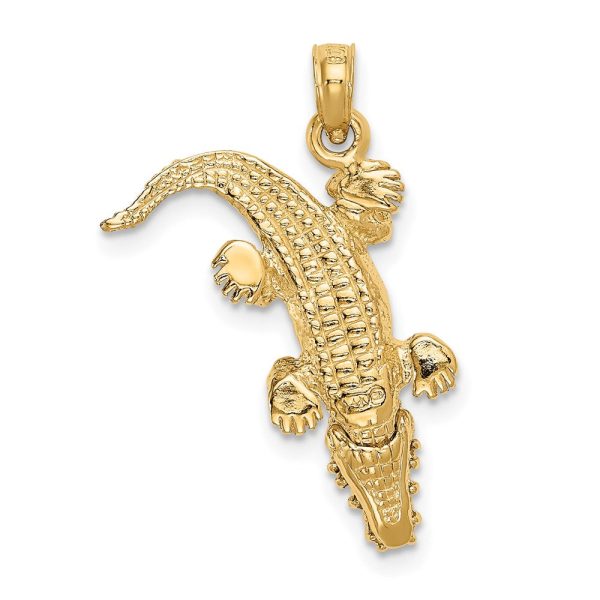 14k Moveable Alligator Pendant For Cheap