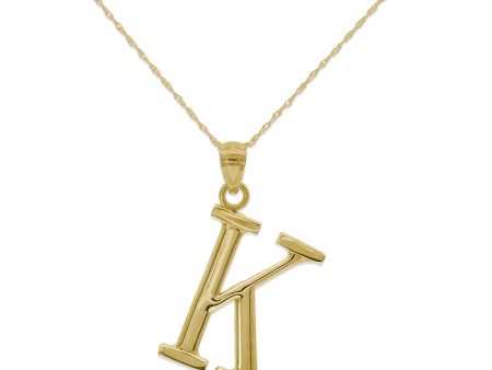 10KT Yellow Gold 18-inch 30MM Initial Pendant; Initial K Supply