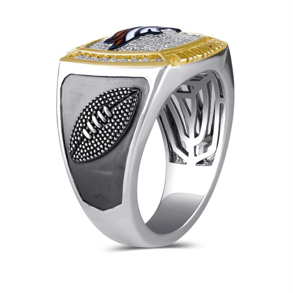 True Fans Fine Jewelry Denver Broncos 1 2 CTW Diamond Ring in Sterling Silver Supply