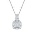 Signature 3 4 CTW Diamond Halo Cushion 18-inch Pendant in 14KT White Gold For Discount