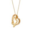 Diamond Accent 18-inch Heart Pendant in Yellow Gold-Plated Sterling Silver Fashion