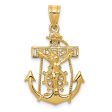 14KT Yellow Gold 29X18MM Mariners Cross Pendant-Chain Not Included on Sale