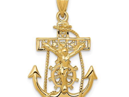 14KT Yellow Gold 29X18MM Mariners Cross Pendant-Chain Not Included on Sale