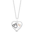 Disney 1 6 CTW Diamond Heart Mickey and Minnie Pendant in Sterling Silver Online Sale