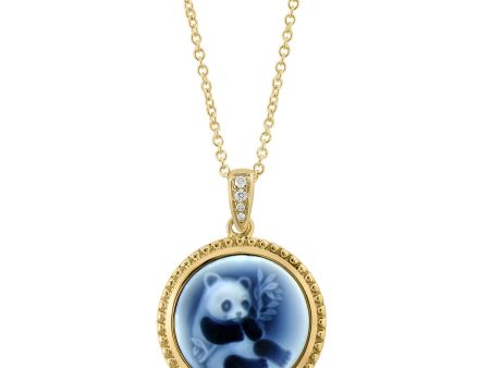 EFFY 14MM Round Agate and Diamond 18-inch Panda Cameo Pendant in 14KT Yellow Gold Supply