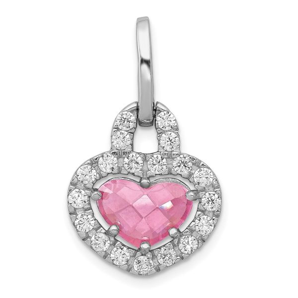 Sterling Silver Cubic Zirconia 27X16MM Heart Pendant. Chain Not Included Hot on Sale