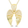 10KT Yellow Gold Cubic Zirconia 30X20MM 18-inch Angel Wings Pendant Sale