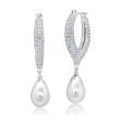 Crislu Shell Pearl and Cubic Zirconia Earrings in Platinum Plated Sterling Silver Online Sale