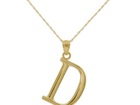 10KT Yellow Gold 18-inch 30MM Initial Pendant; Initial D Fashion