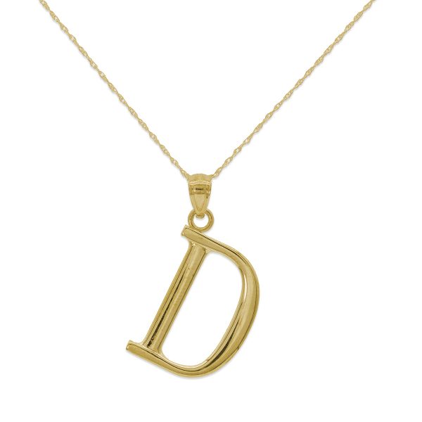 10KT Yellow Gold 18-inch 30MM Initial Pendant; Initial D Fashion