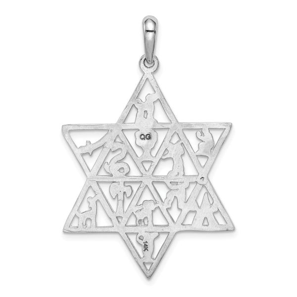 14KT White Gold 45X29MM Star Of David Pendant. Chain Not Included Online Sale