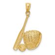 14KT Yellow Gold With Rhodium Plating Baseball Pendant Supply