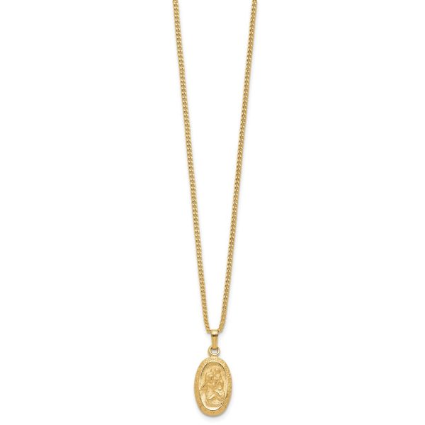 18in Gold-plated Kelly Waters Small Oval St. Christopher Medal Pendant Online now