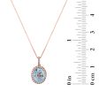 9X7MM Oval Aquamarine and Diamond Halo 18-inch Pendant in 14KT Rose Gold Fashion