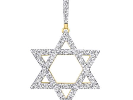 10KT Yellow Gold 3 4 CTW Diamond 33X19MM Star Of David Charm. Chain not Included Online now