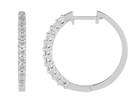 1 10 CTW Diamond Hoop 23MM Earrings in Sterling Silver Hot on Sale