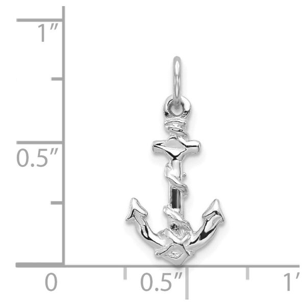 14KT White Gold 22X10MM 10MM Three Dimensional Anchor Pendant-Chain Not Included Supply