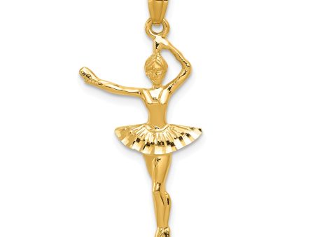 14KT Yellow Gold 32X15MM Ballerina Pendant. Chain Not Included For Discount