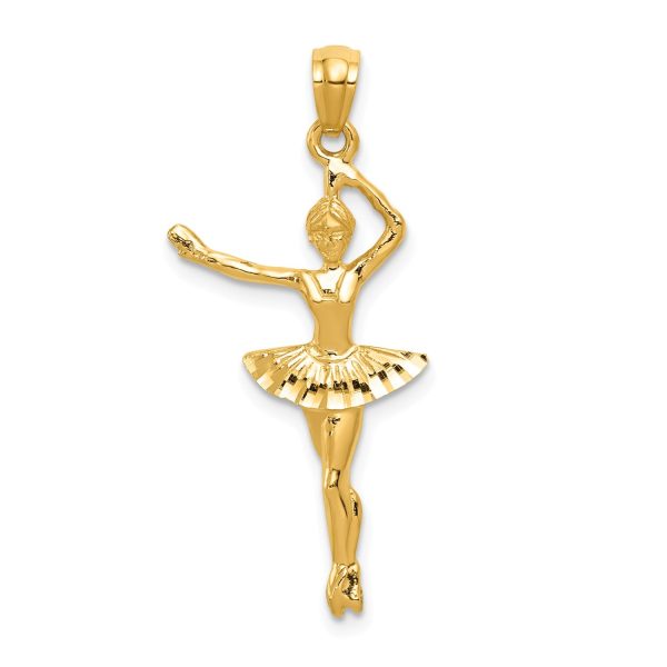 14KT Yellow Gold 32X15MM Ballerina Pendant. Chain Not Included For Discount