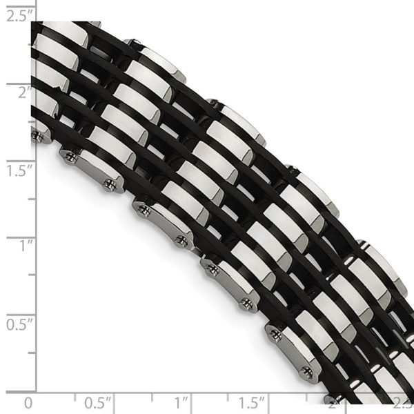 Stainless Steel Black Rubber 8.5in Bracelet Online Sale