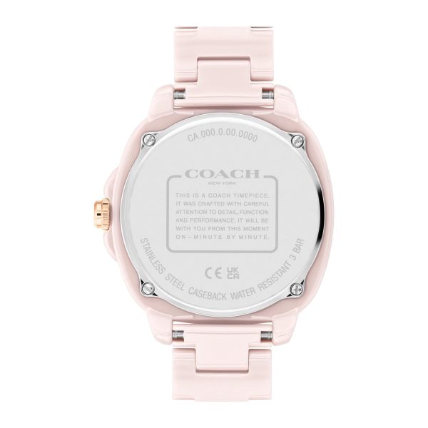 Coach with 38MM Pink Round Dial with Crystals Ceramic Watch. Kitt 14504408 Sale