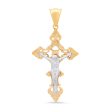 Roberto Martinez 14KT White and Yellow Gold 60X31MM Crucifix Cross Pendant. Chain Not Included For Sale